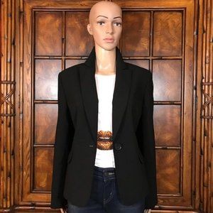 Kasper Classic Black Crepe Notch Collar Blazer